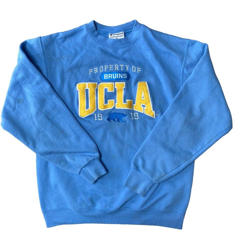 Vtg Champion UCLA Bruins Crewneck Sweatshirt Size Medium Embroidered Blue